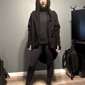 Punk Rave Black Knit Sweater Cardigan with Hood and Thumb Holes OS